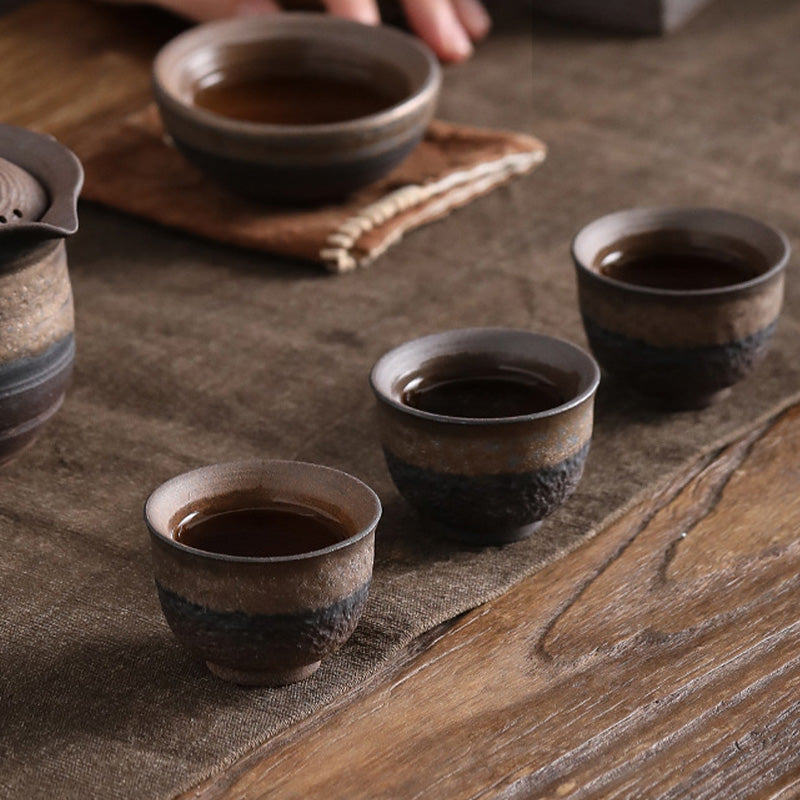 Gestreifte Keramik-Teetasse 80 ml | Zen-Dekor-Schale