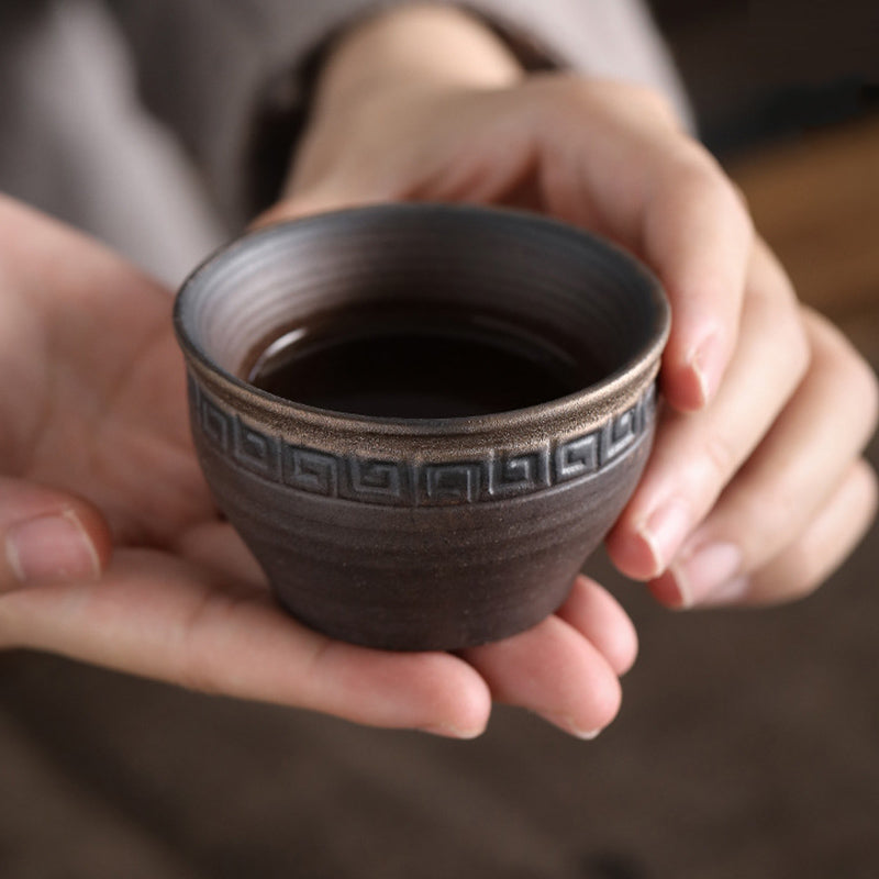 Gestreifte Keramik-Teetasse 80 ml | Zen-Dekor-Schale
