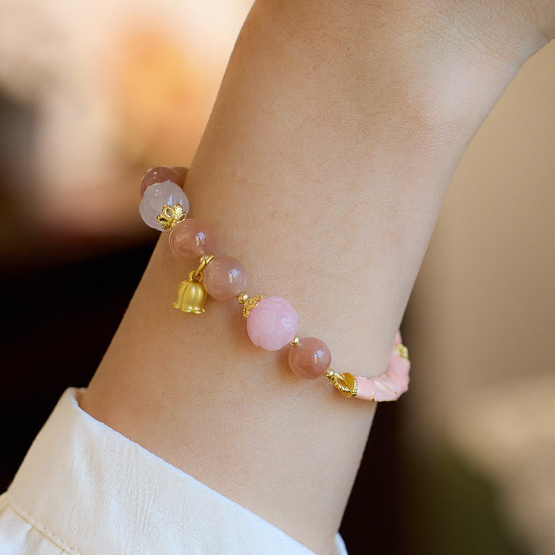 Sonnenstein &amp; Goldene Seide Jade Positive Charm Armband