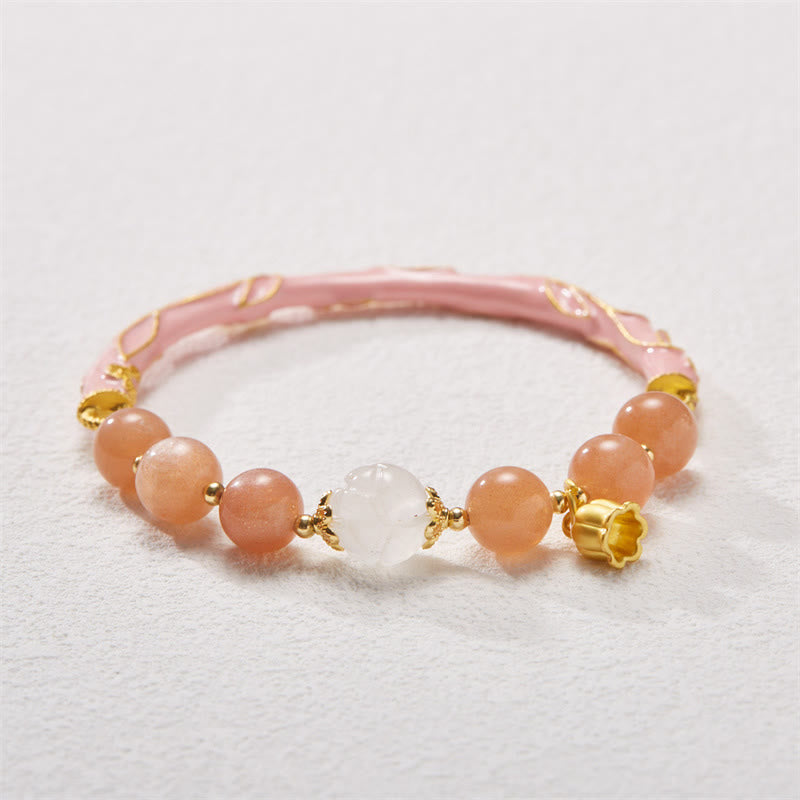 Sonnenstein &amp; Goldene Seide Jade Positive Charm Armband