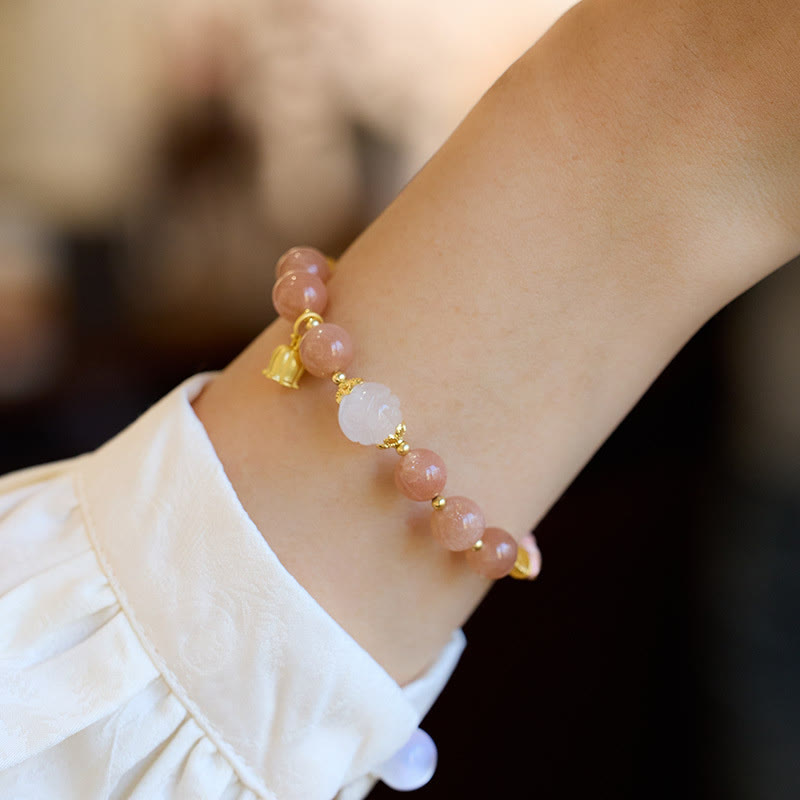 Sonnenstein &amp; Goldene Seide Jade Positive Charm Armband