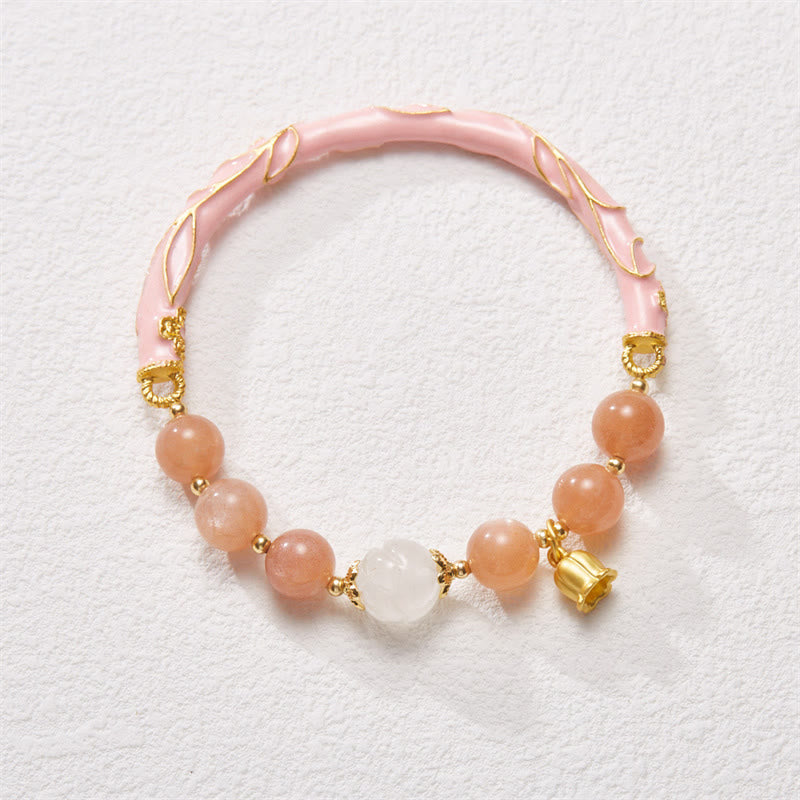 Sonnenstein &amp; Goldene Seide Jade Positive Charm Armband