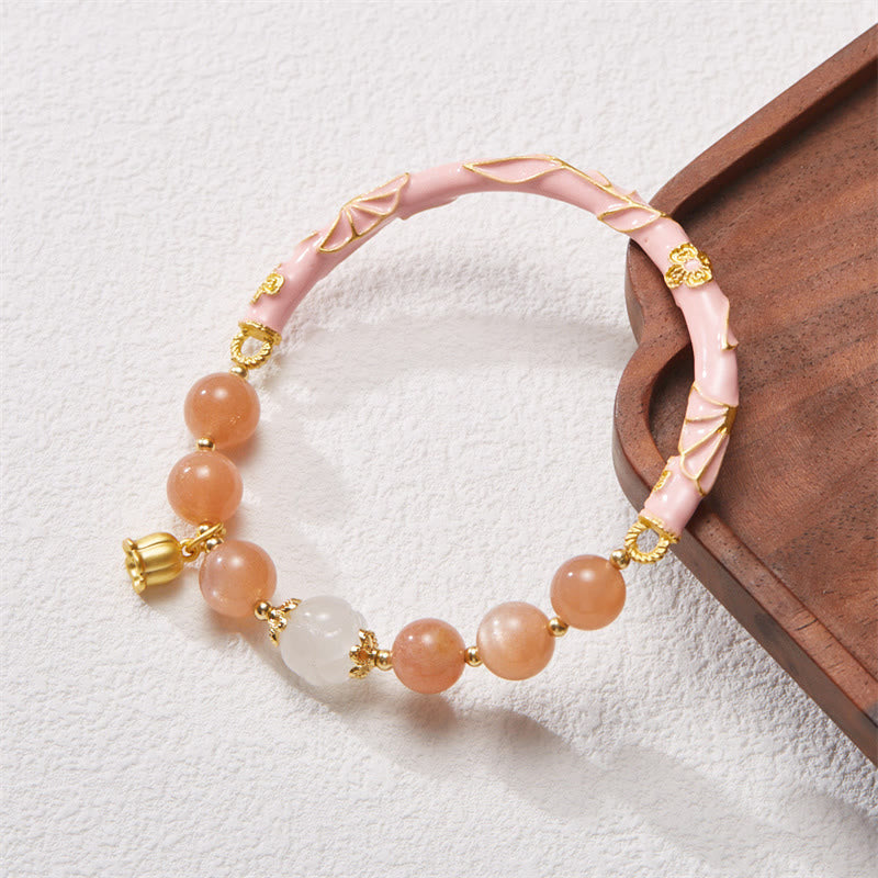 Sonnenstein &amp; Goldene Seide Jade Positive Charm Armband