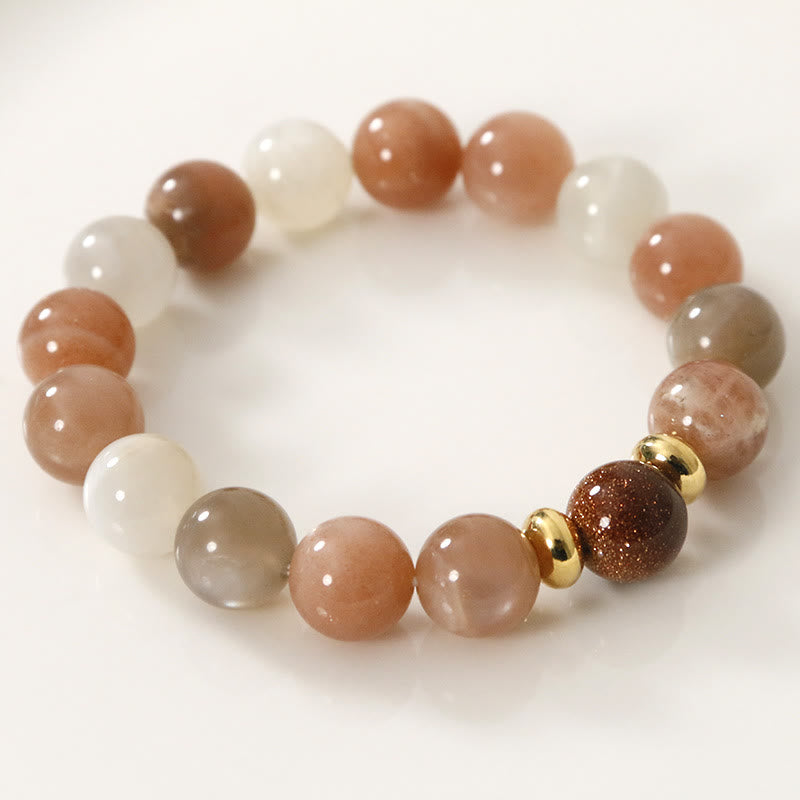 Spirituelles Armband aus Sonnenstein und Goldsandstein für Reichtum