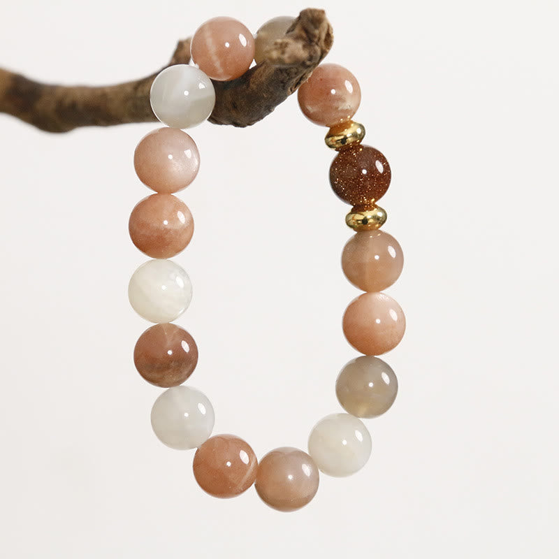 Spirituelles Armband aus Sonnenstein und Goldsandstein für Reichtum