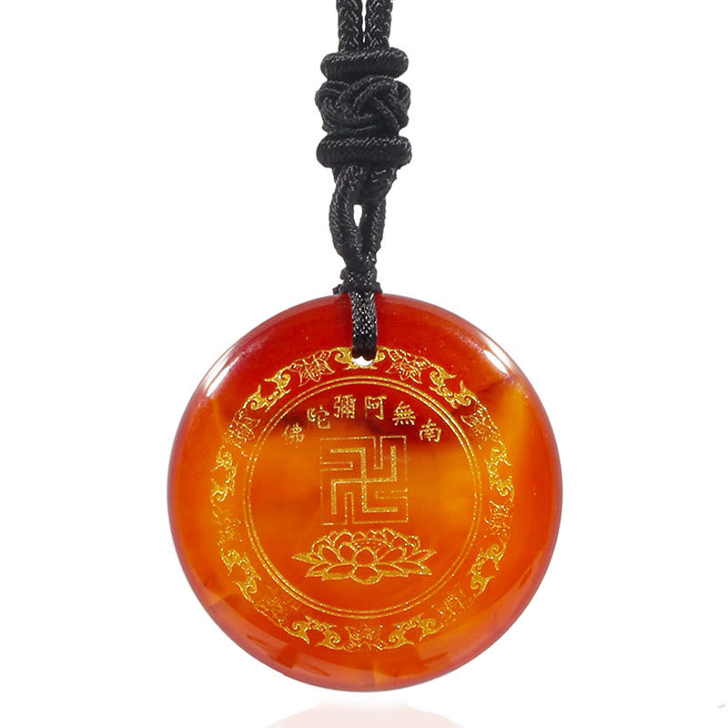 Swastika Lotus Muster Schwarz Obsidian Reinigung Halskette