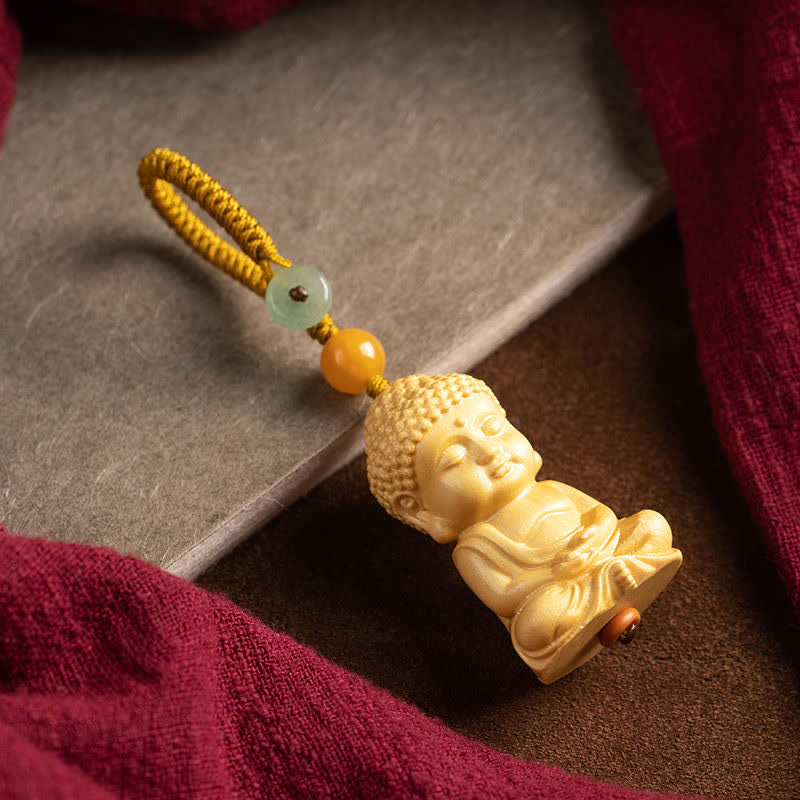 Tathagata Buddha Serenity Buchsbaum Spiritueller Schlüsselanhänger