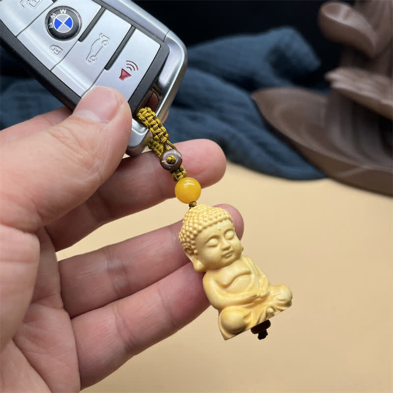 Tathagata Buddha Serenity Buchsbaum Spiritueller Schlüsselanhänger