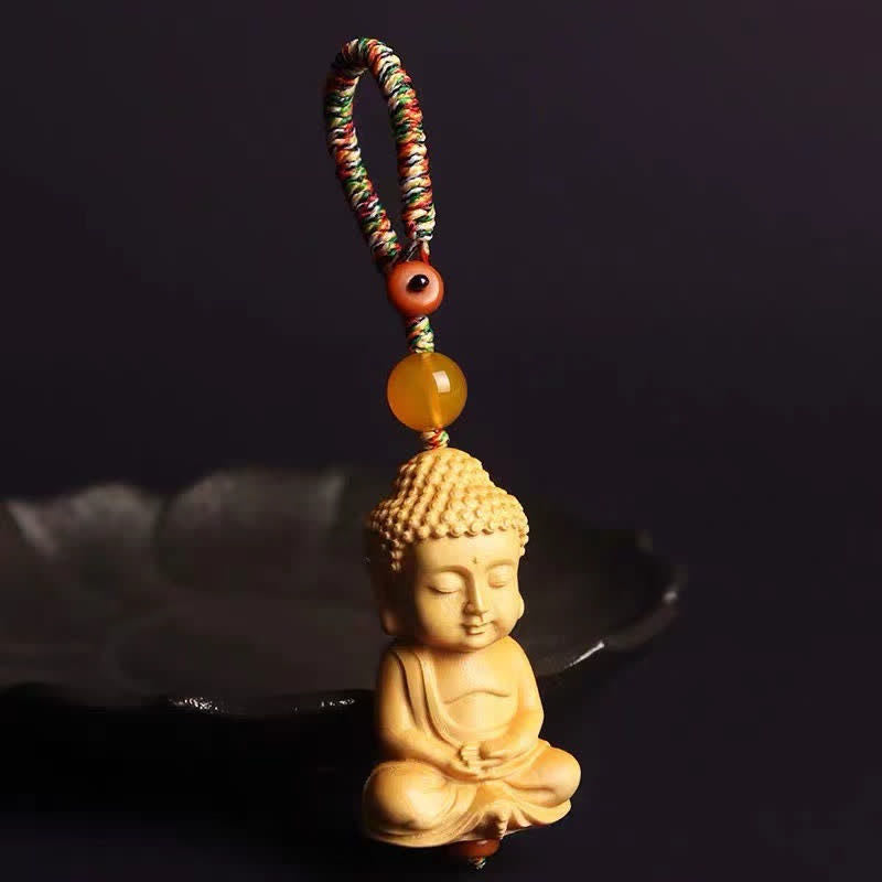 Tathagata Buddha Serenity Buchsbaum Spiritueller Schlüsselanhänger
