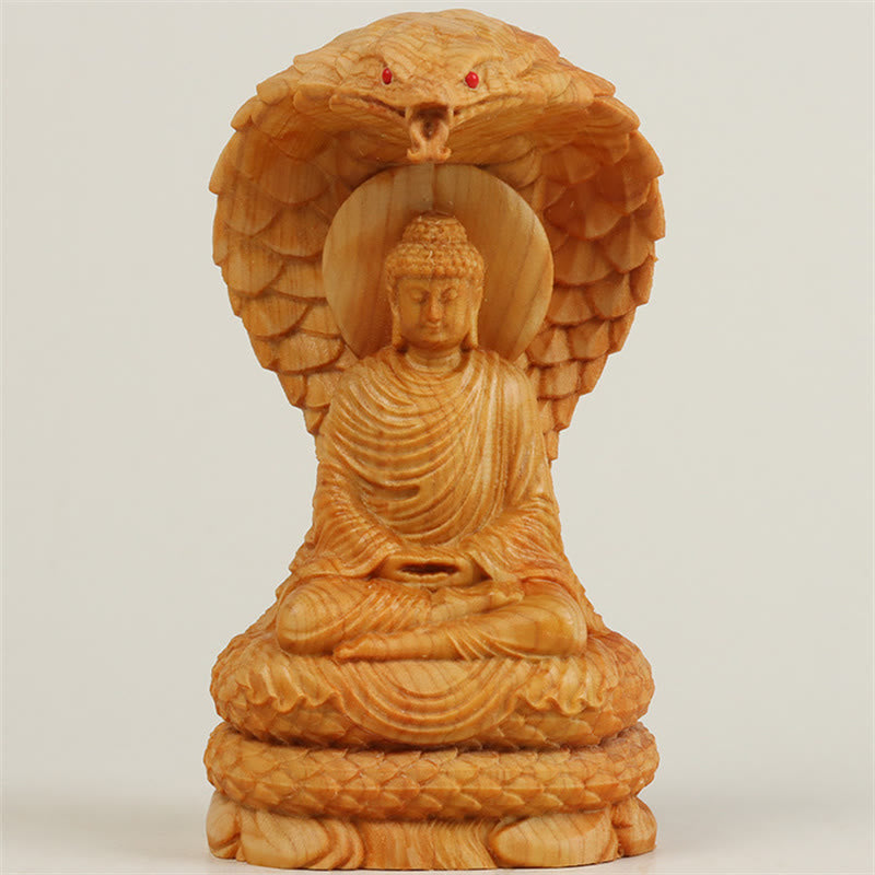 Thuja Sutchuenensis Holz Buddha Statue 12cm Schutz Dekoration