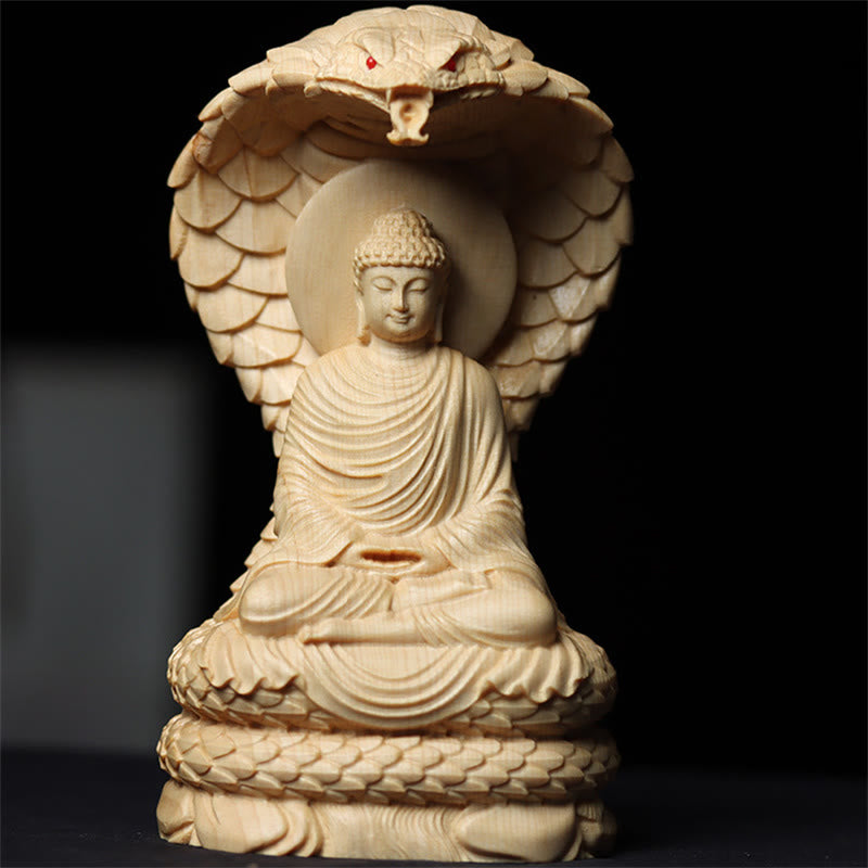 Thuja Sutchuenensis Holz Buddha Statue 12cm Schutz Dekoration