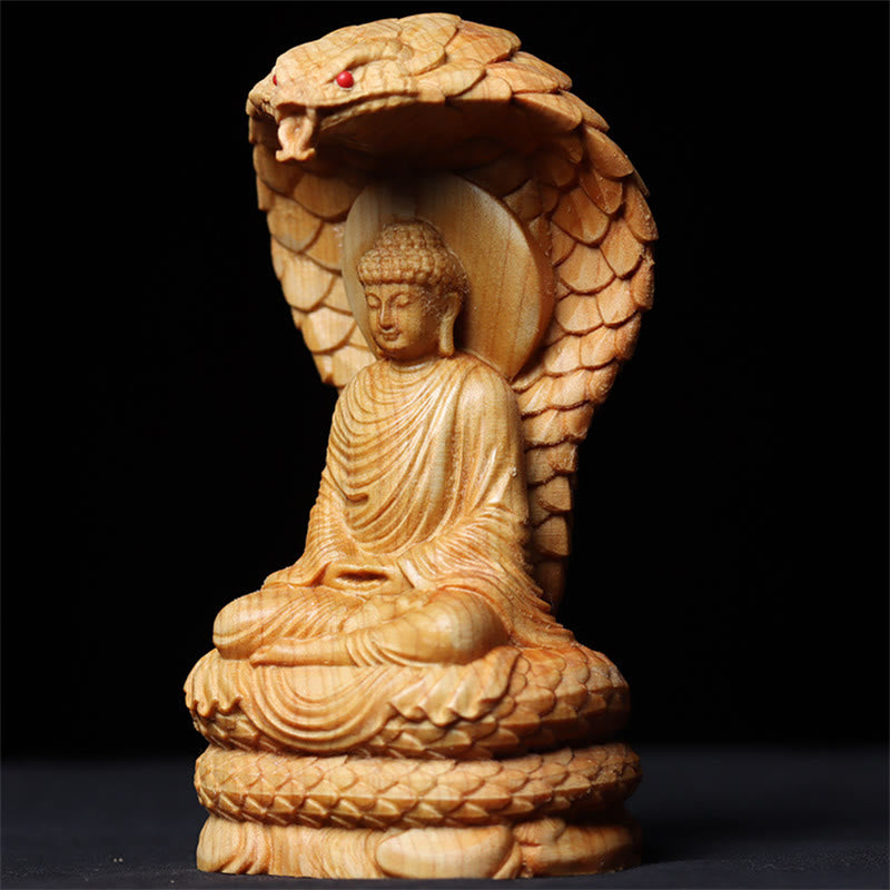 Thuja Sutchuenensis Holz Buddha Statue 12cm Schutz Dekoration