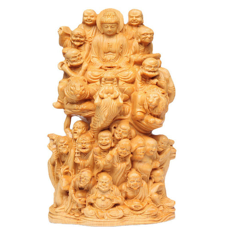 Thuja Sutchuenensis Achtzehn-Arhats-Buddha-Statue aus Holz