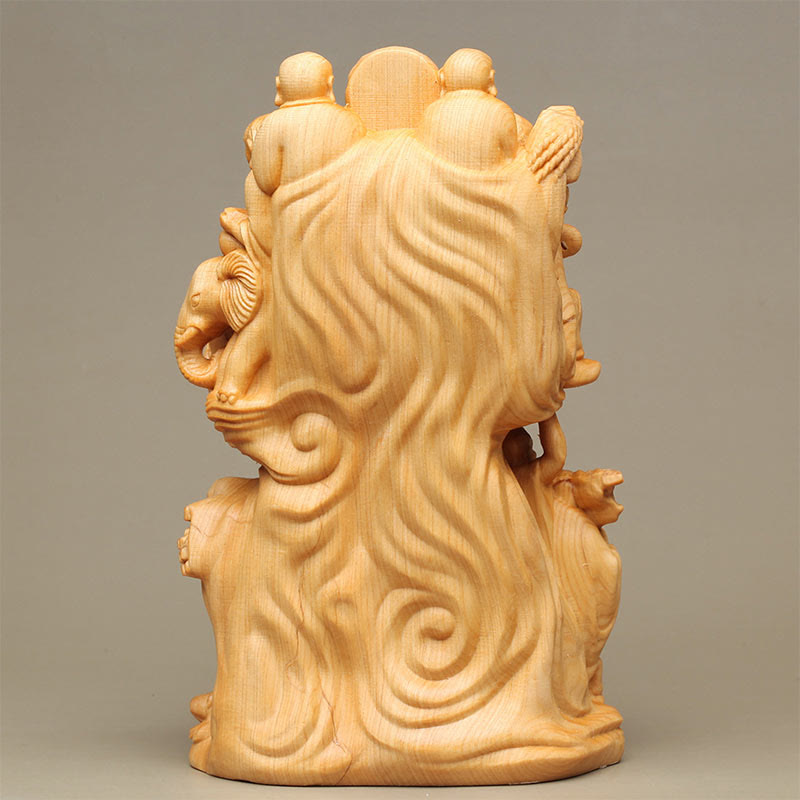 Thuja Sutchuenensis Achtzehn-Arhats-Buddha-Statue aus Holz