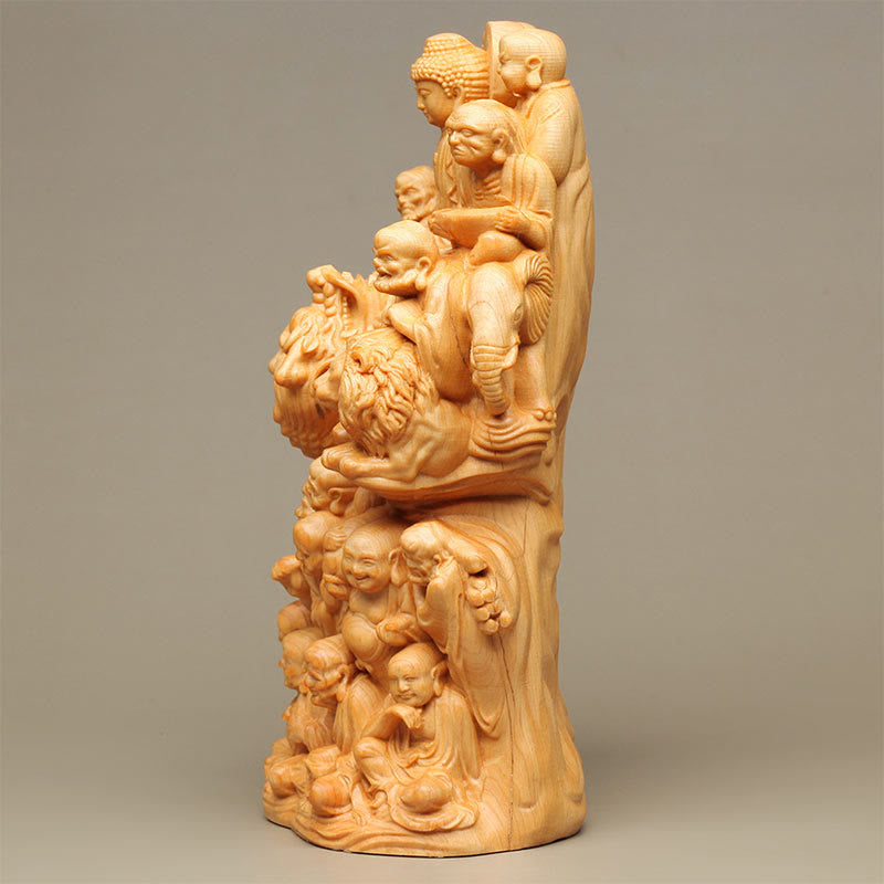 Thuja Sutchuenensis Achtzehn-Arhats-Buddha-Statue aus Holz