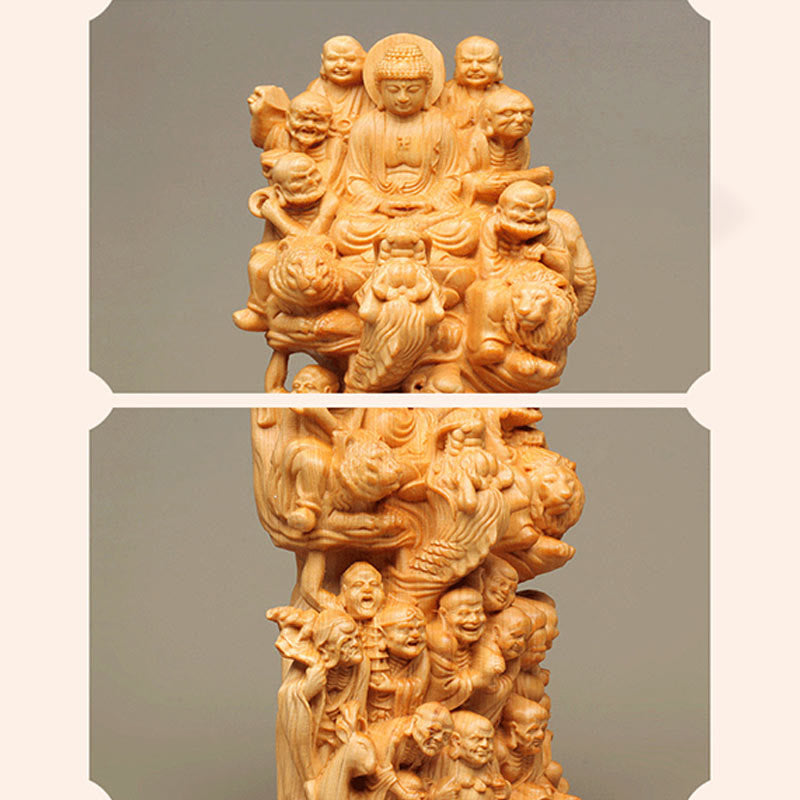 Thuja Sutchuenensis Achtzehn-Arhats-Buddha-Statue aus Holz