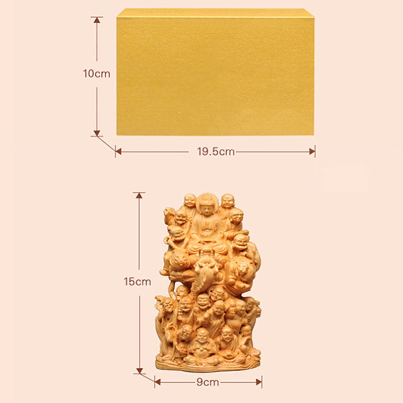 Thuja Sutchuenensis Achtzehn-Arhats-Buddha-Statue aus Holz