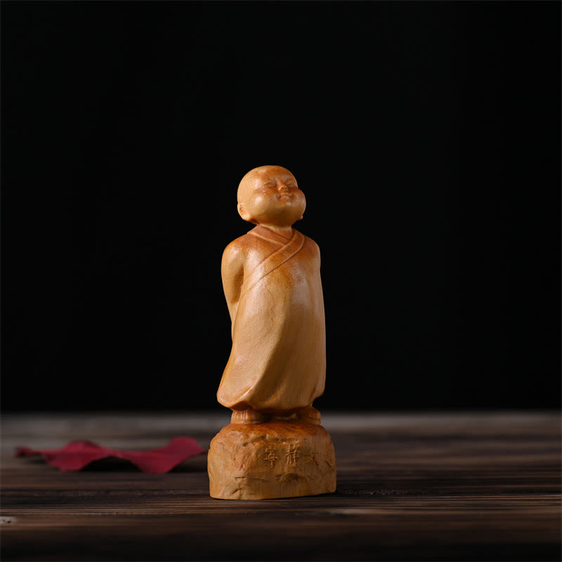 Thuja Sutchuenensis Holz stehende Mönch Statue 4cm optimistisch Dekor