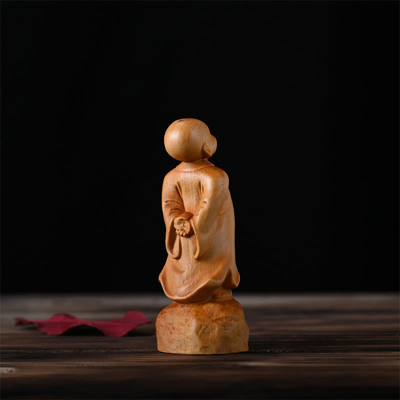 Thuja Sutchuenensis Holz stehende Mönch Statue 4cm optimistisch Dekor