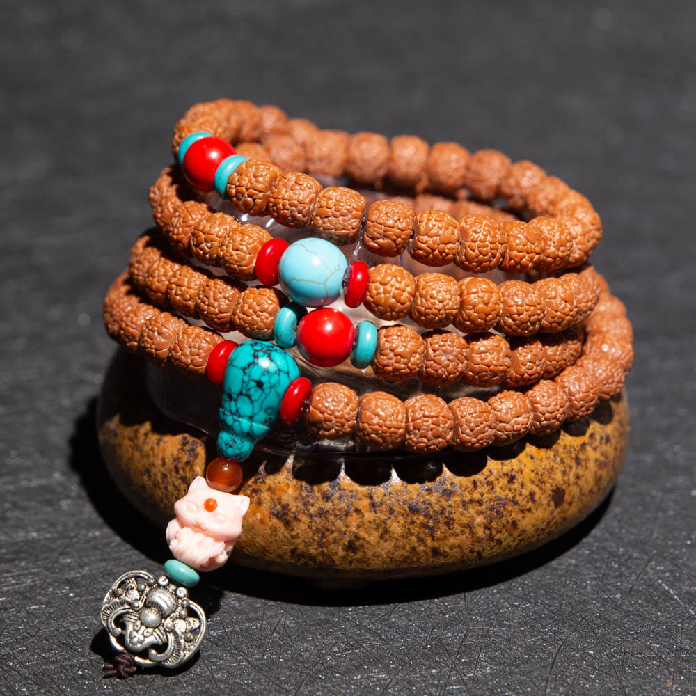 Tibet 108 Perlen Bodhi Seed Zodiac Charm Mala Armband