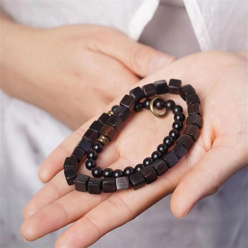 Tibetisches Ebenholz-Doppelwickelarmband für den Frieden