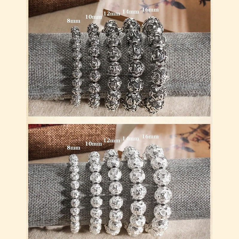 Armband aus tibetischer Legierung „Om Mani Padme Hum“ – spirituelle Mantra-Perlen