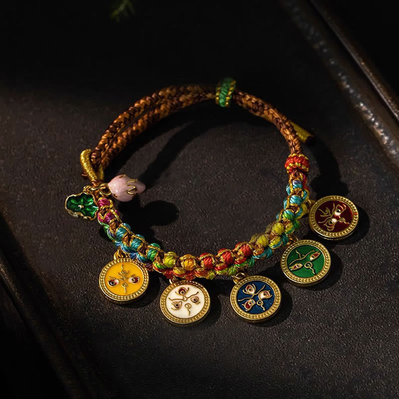 Tibetisches spirituelles Armband mit den fünf Göttern des Reichtums