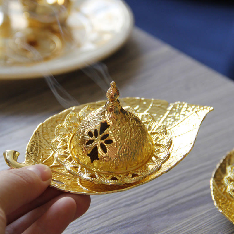 Tibetischer Räucherbrenner mit Blattgold | Mini-Meditationsuntersetzer