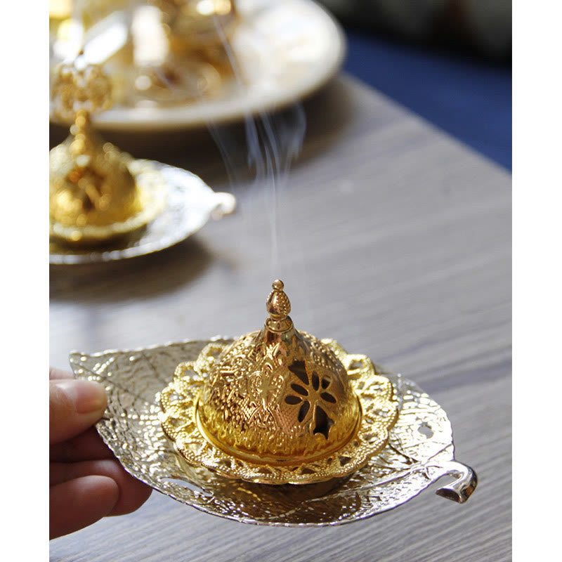 Tibetischer Räucherbrenner mit Blattgold | Mini-Meditationsuntersetzer