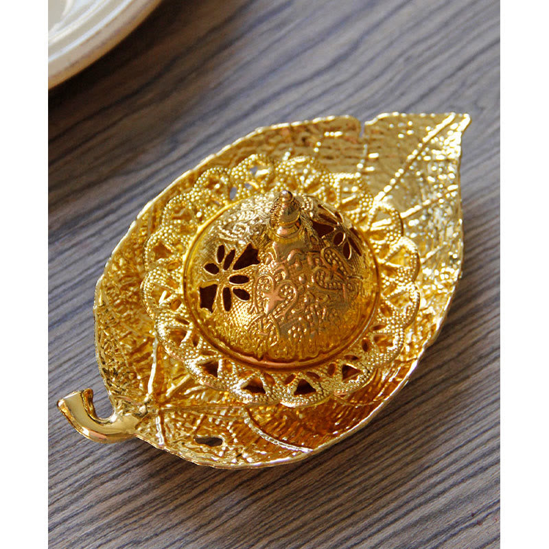 Tibetischer Räucherbrenner mit Blattgold | Mini-Meditationsuntersetzer