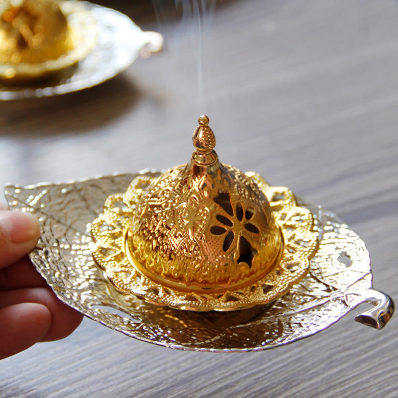 Tibetischer Räucherbrenner mit Blattgold | Mini-Meditationsuntersetzer