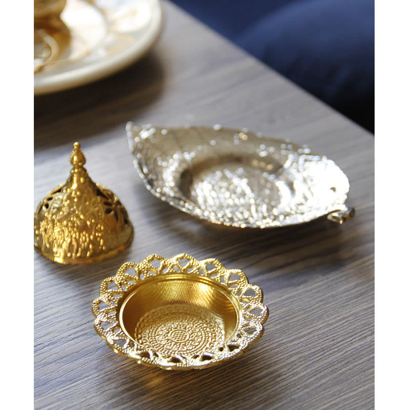 Tibetischer Räucherbrenner mit Blattgold | Mini-Meditationsuntersetzer