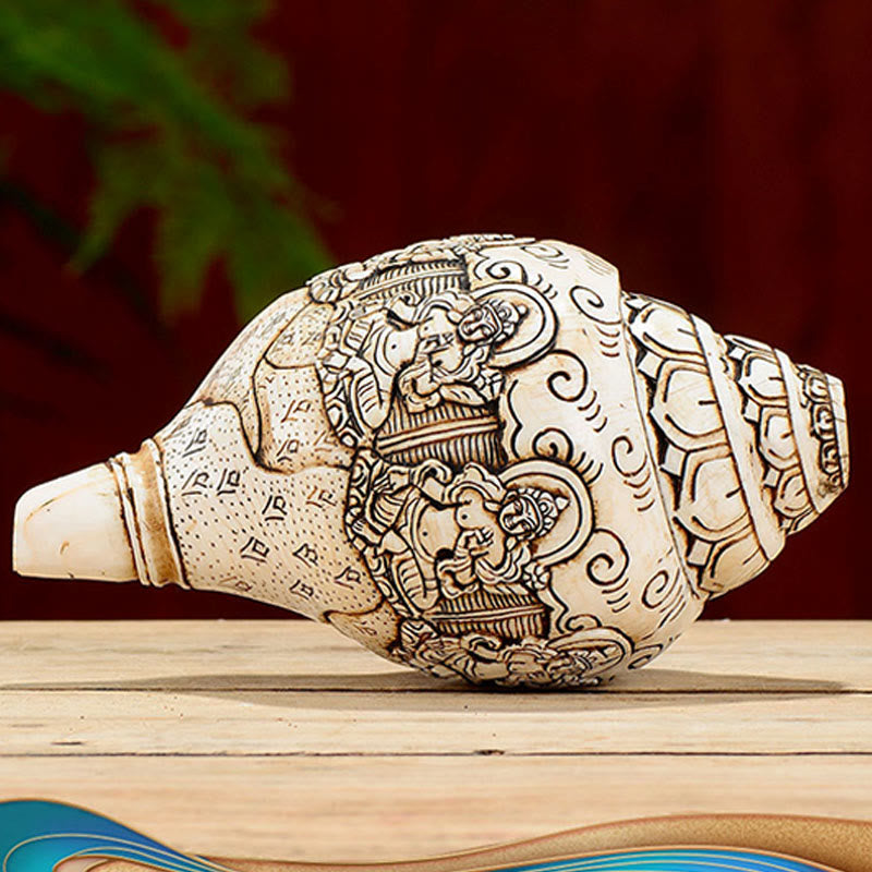 Tibetische handgefertigte gravierte Shankha-Muschel-Dekoration