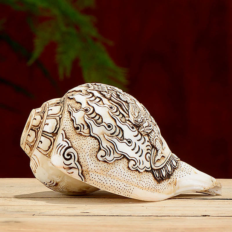 Tibetische handgefertigte gravierte Shankha-Muschel-Dekoration