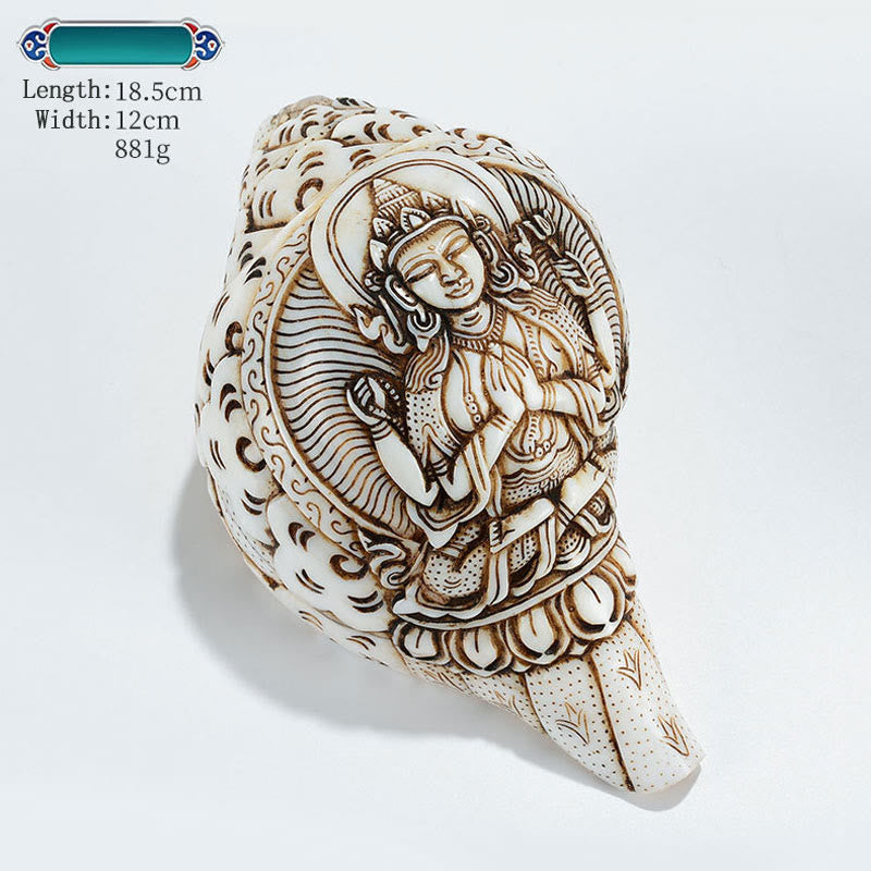 Tibetische handgefertigte gravierte Shankha-Muschel-Dekoration