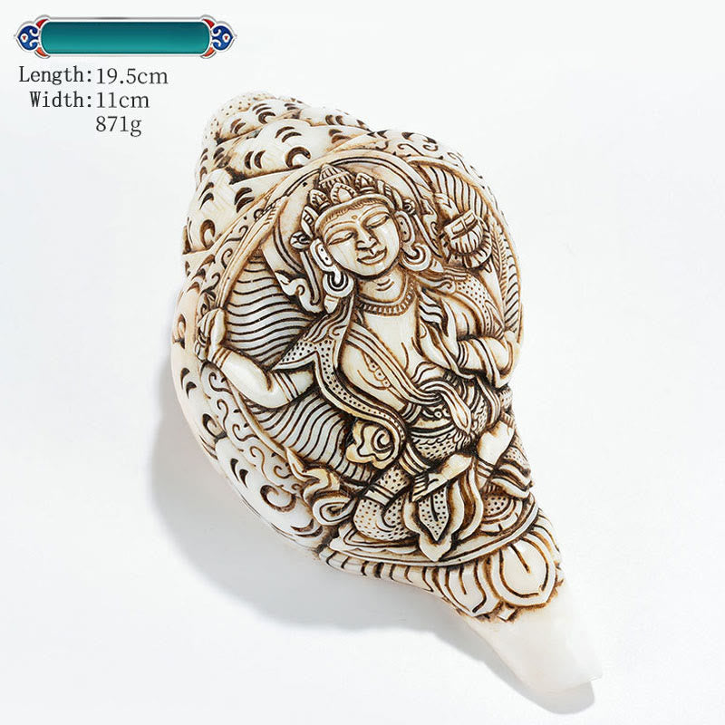 Tibetische handgefertigte gravierte Shankha-Muschel-Dekoration