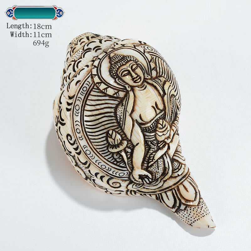 Tibetische handgefertigte gravierte Shankha-Muschel-Dekoration