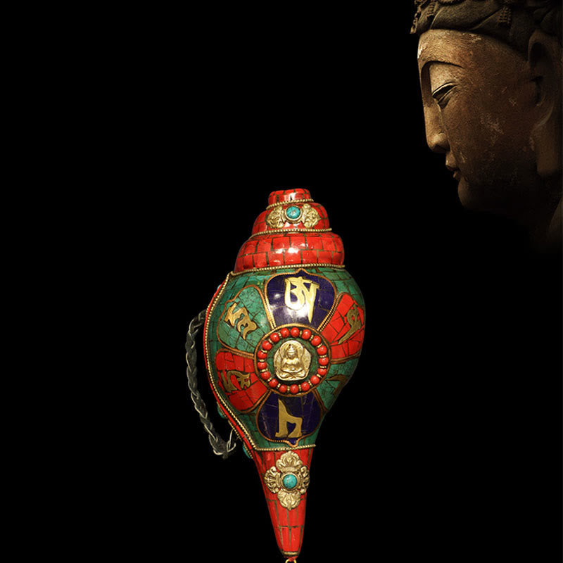 Tibetische handgefertigte Shankha-Muschel 23 cm | Zen-Dekor