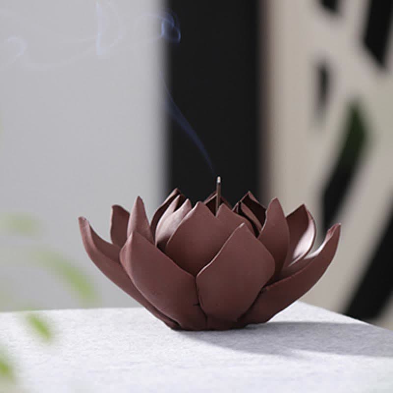 Tibetischer Lotus-Räucherbrenner aus violettem Ton für Frieden und Ruhe
