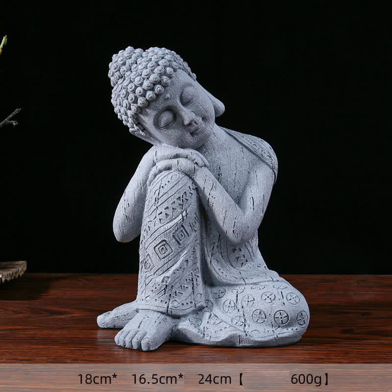 Tibetische meditierende Buddha-Statue aus Kunstharz „Serenity“