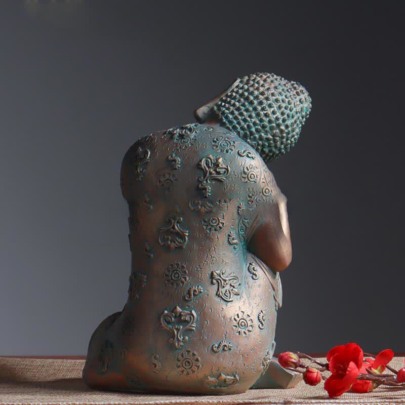 Tibetische meditierende Buddha-Statue aus Kunstharz „Serenity“