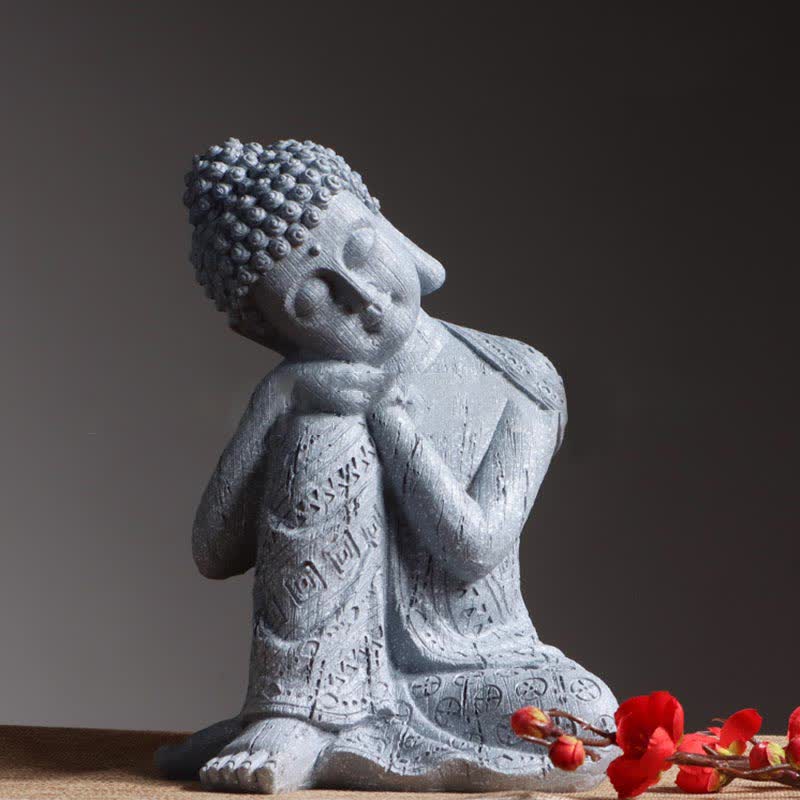 Tibetische meditierende Buddha-Statue aus Kunstharz „Serenity“