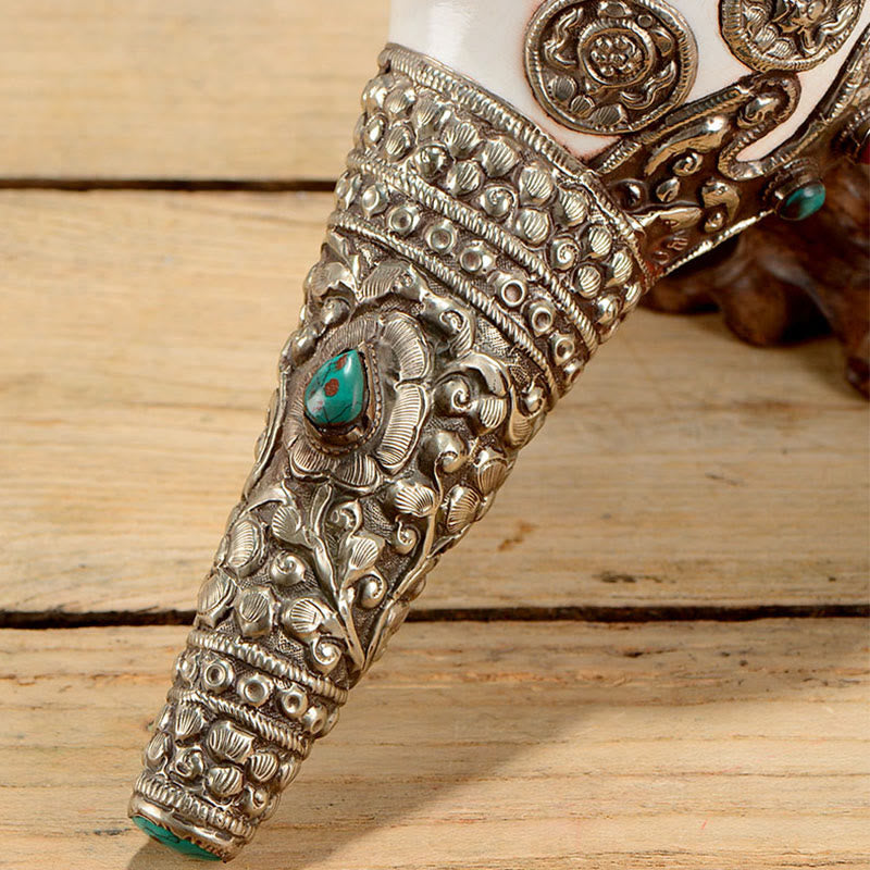 Tibetische natürliche Shankha-Muschelmuschel-Drachendekoration