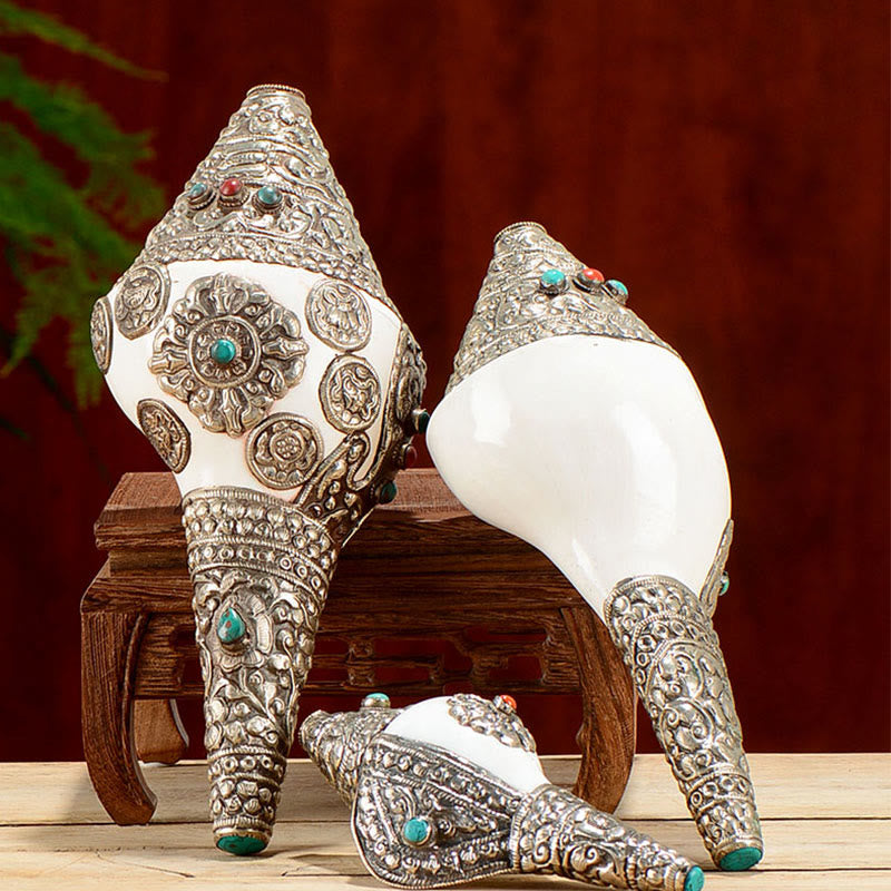 Tibetische natürliche Shankha-Muschelmuschel-Drachendekoration