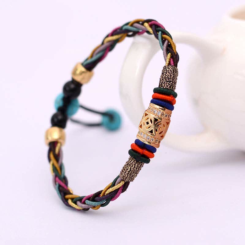 Tibetisches rotes Schnurarmband mit Kupfermünze | Schutz &amp; Glück