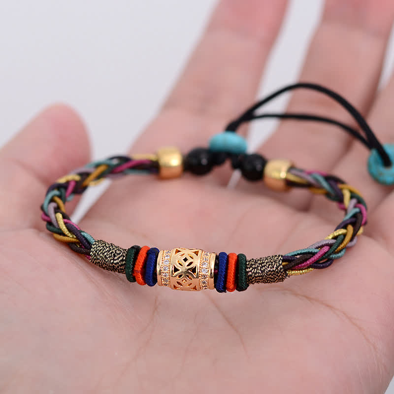 Tibetisches rotes Schnurarmband mit Kupfermünze | Schutz &amp; Glück