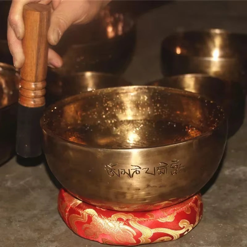 Handmade Nepal Singing Bowl Full Moon Buddhist Tibetan Singing Bowls Sound Healing Percussion Instruments Meditation Yoga Bowl