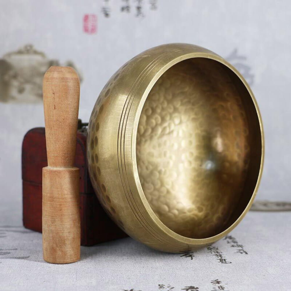 Tibetan Singing Bowl Set with Stick & Cushion - 60 Characters - Singing Bowl - On sale