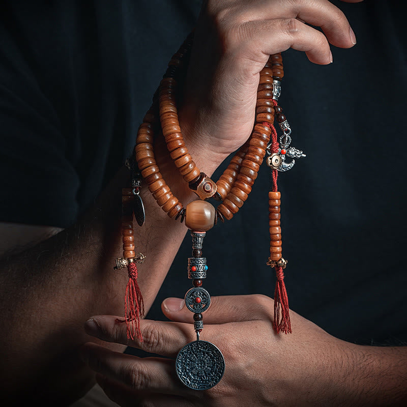 Tibetisches Yak-Knochen-Mala-Armband mit 108 Perlen