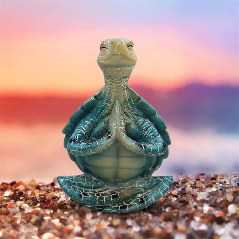 Tibetische Yoga-Meditations-Schildkröte-Statue aus Kunstharz für Weisheit